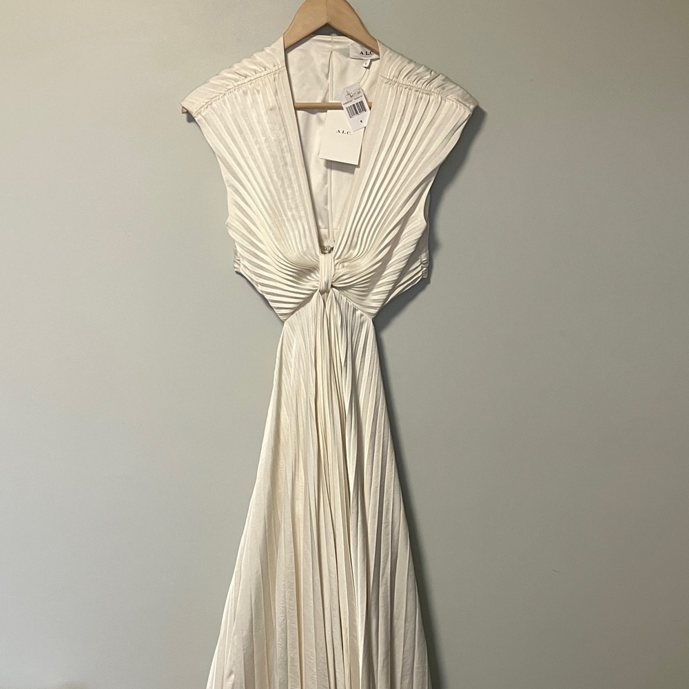 A.L.C. Alejandra Whisper Pleated Cut-Out Gown Dress